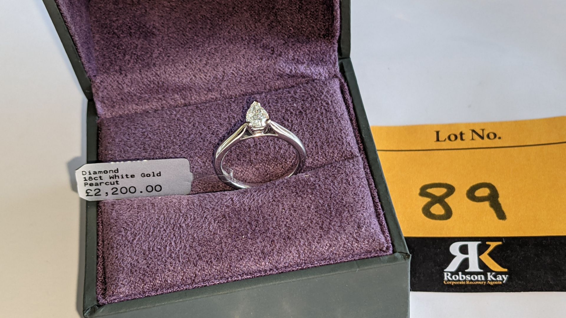 18ct white gold & diamond ring with 0.50ct pear shaped diamond. RRP £2,200 - Image 16 of 16