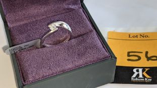 Platinum 950 ribbon ring with 0.20ct central stone. RRP £1,890