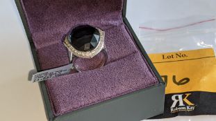 18ct white gold, diamond & crystal haze hematite ring. In addition to diamonds surrounding the large