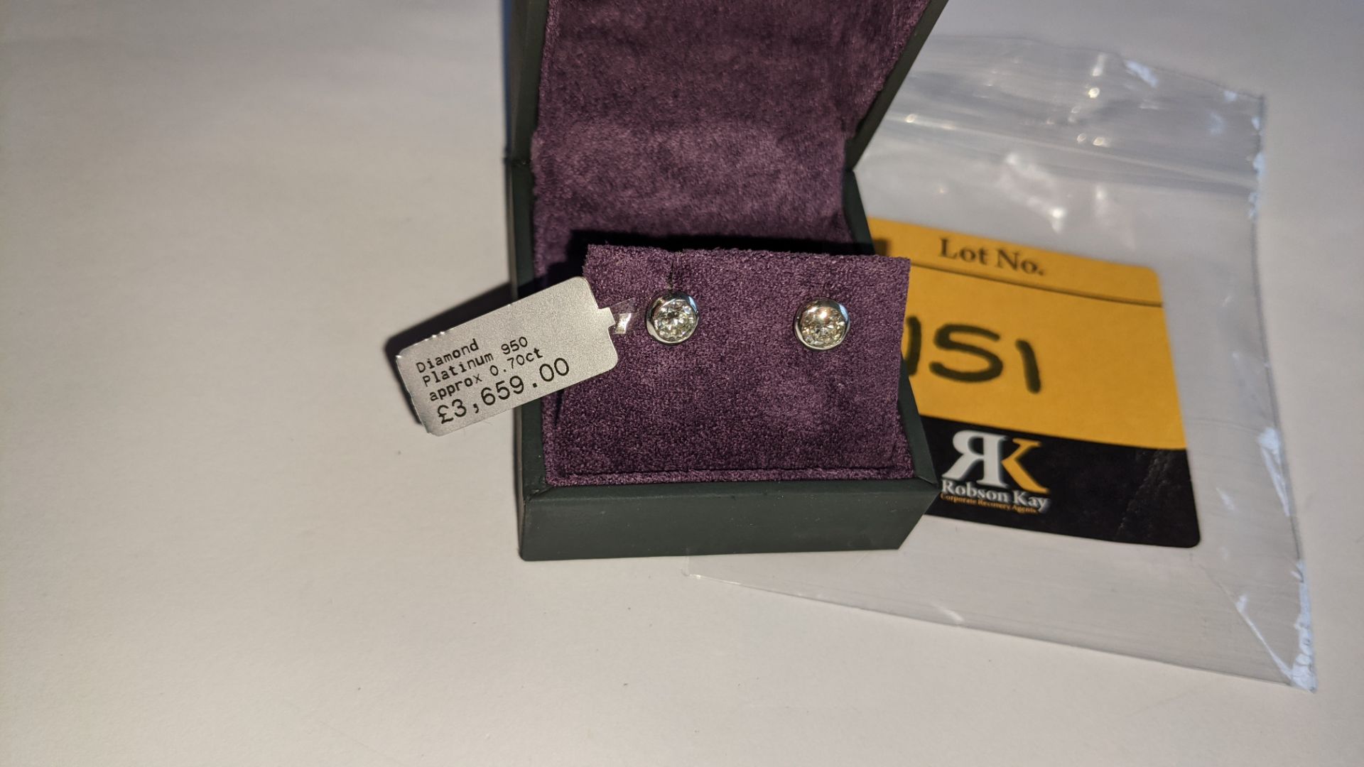 Pair of Platinum 950 & diamond earrings with total ctw of approx. 0.70ct RRP £3,659 - Image 2 of 10