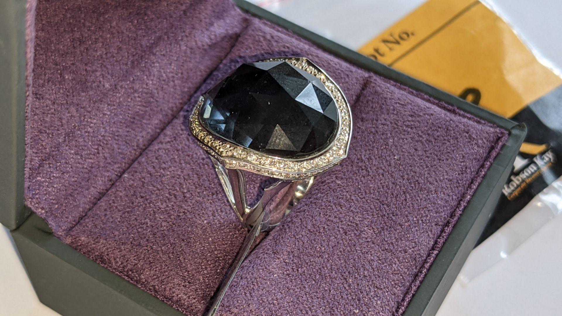 18ct white gold, diamond & crystal haze hematite ring. In addition to diamonds surrounding the large - Image 8 of 23