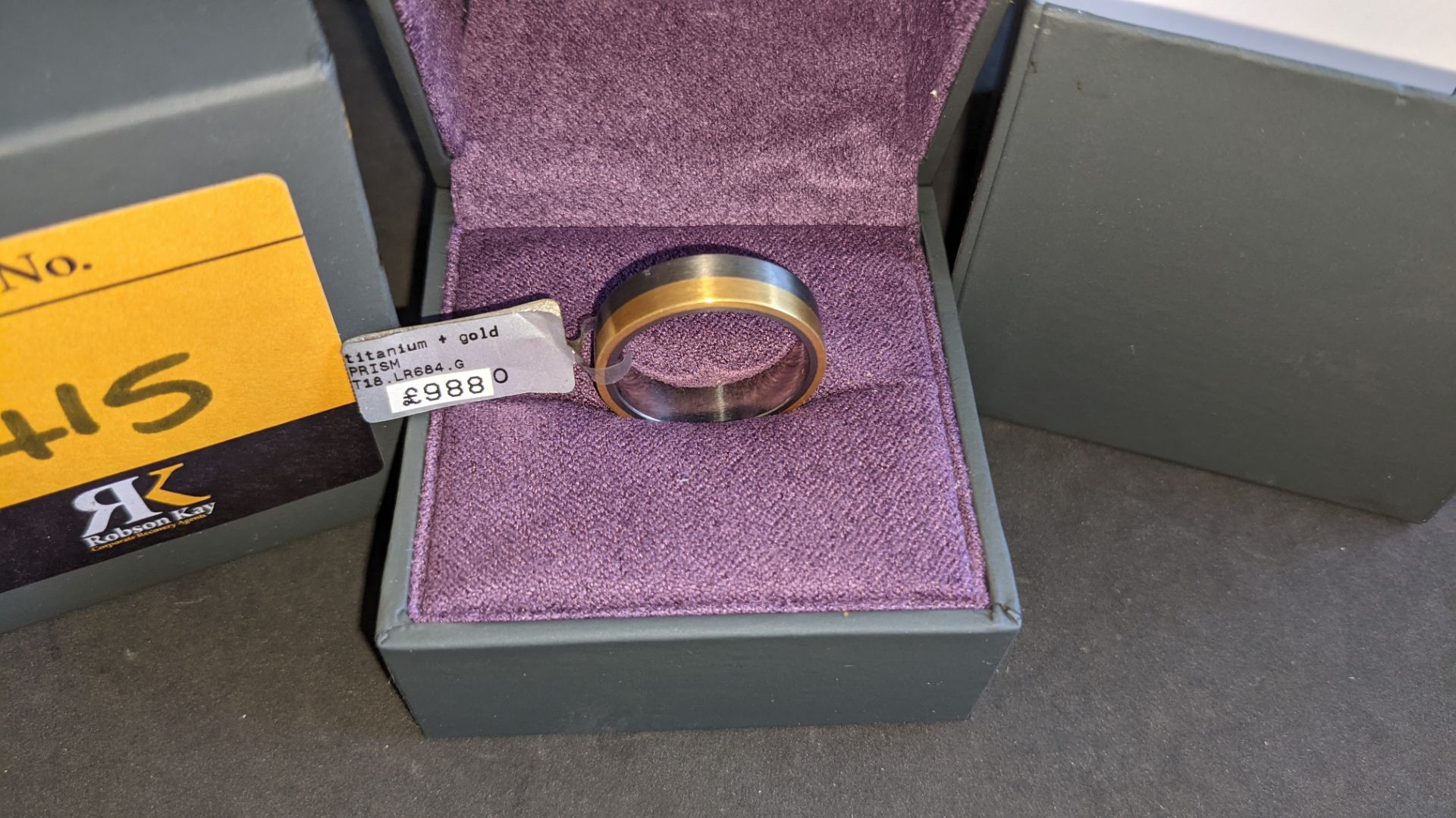 Titanium & 18ct yellow gold 6mm ring RRP £988 - Image 3 of 15