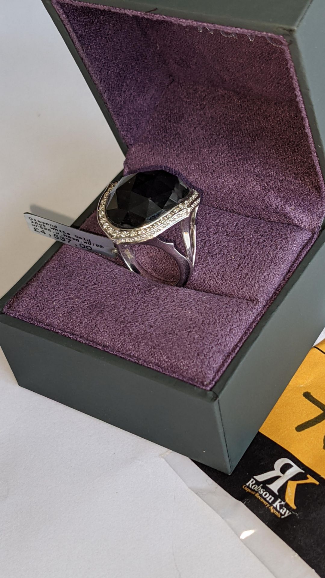 18ct white gold, diamond & crystal haze hematite ring. In addition to diamonds surrounding the large - Image 9 of 23