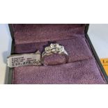 Platinum 950 & diamond ring with 0.7ct central stone (E/VS2) & 2 x 0.4ct stones set either side of t