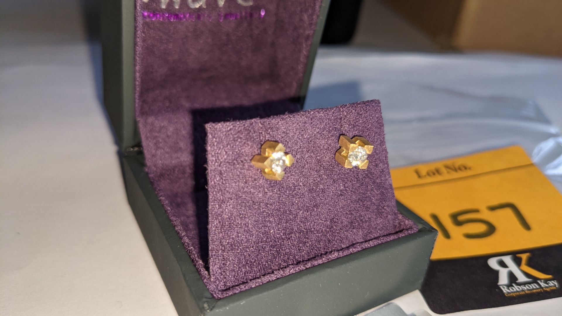 Pair of 18ct yellow gold & diamond stud earrings. RRP £995 - Image 7 of 10