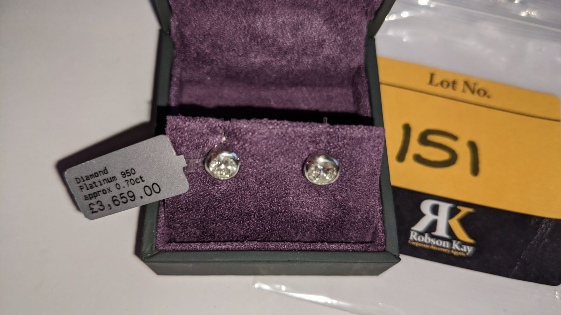 Pair of Platinum 950 & diamond earrings with total ctw of approx. 0.70ct RRP £3,659 - Image 3 of 10