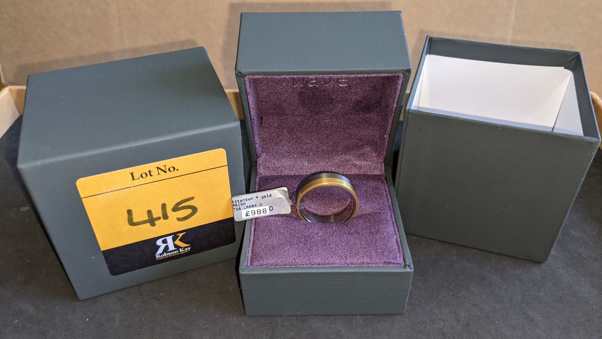 Titanium & 18ct yellow gold 6mm ring RRP £988 - Image 15 of 15