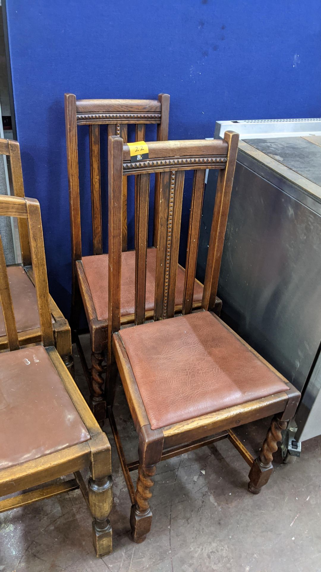 Pair of matching upholstered wooden dining chairs - Image 2 of 4