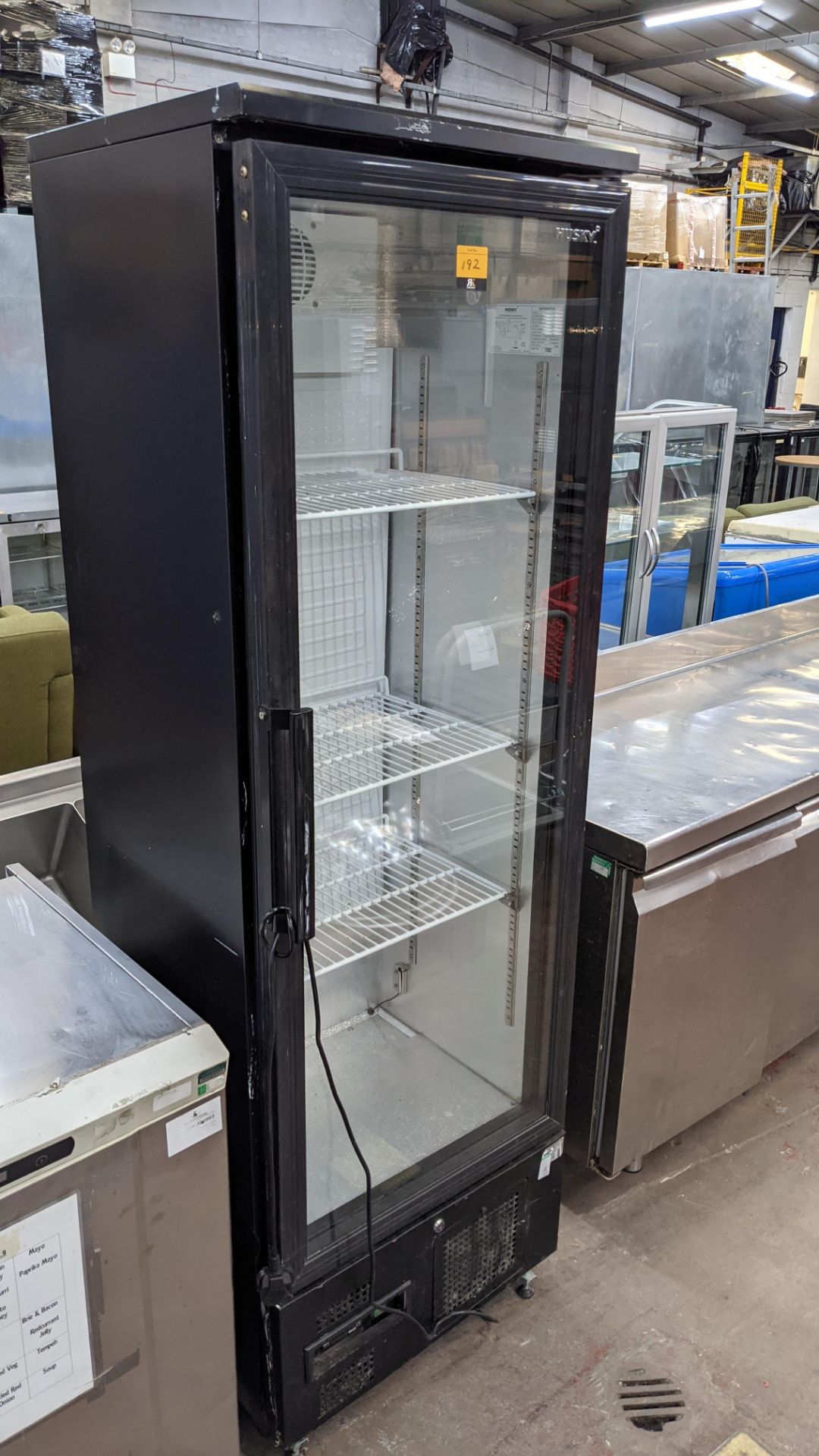 Husky tall clear door display fridge model CUB300RH-BK-UKAL, 307 ltr net capacity
