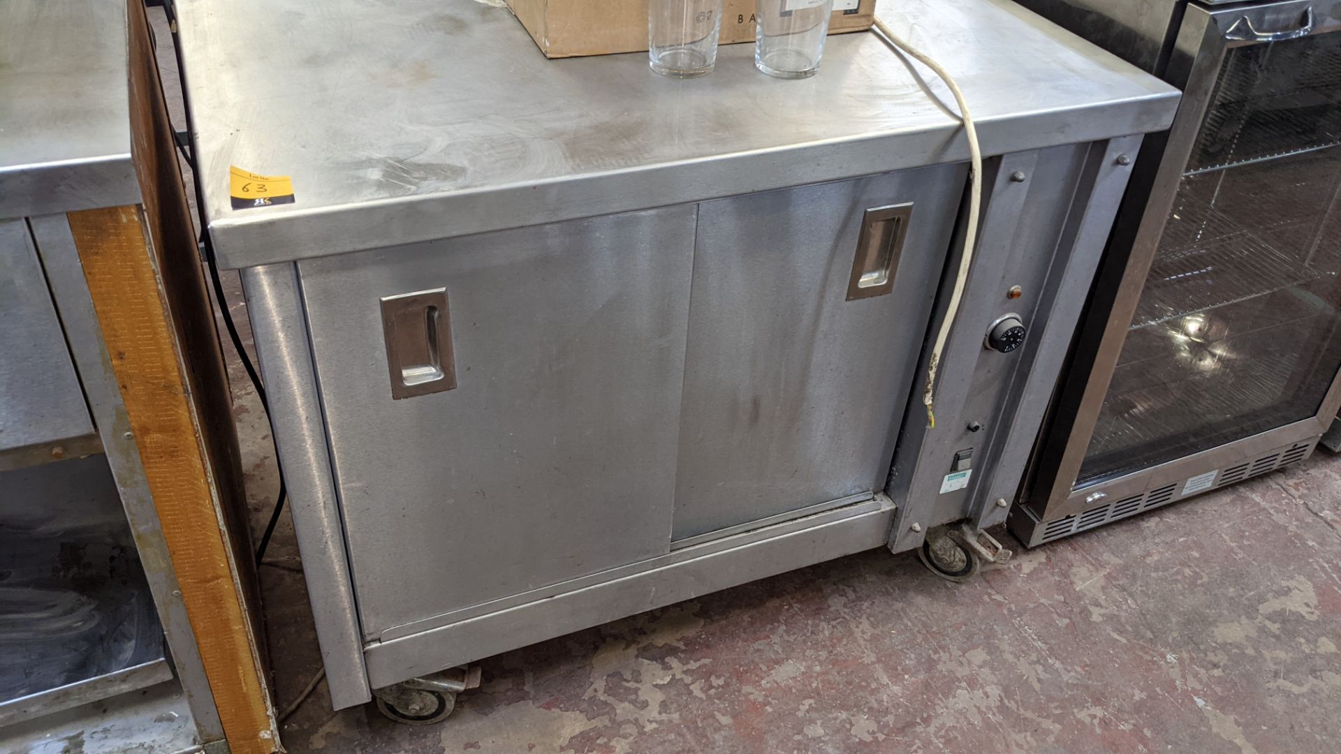 Stainless steel mobile warming cupboard