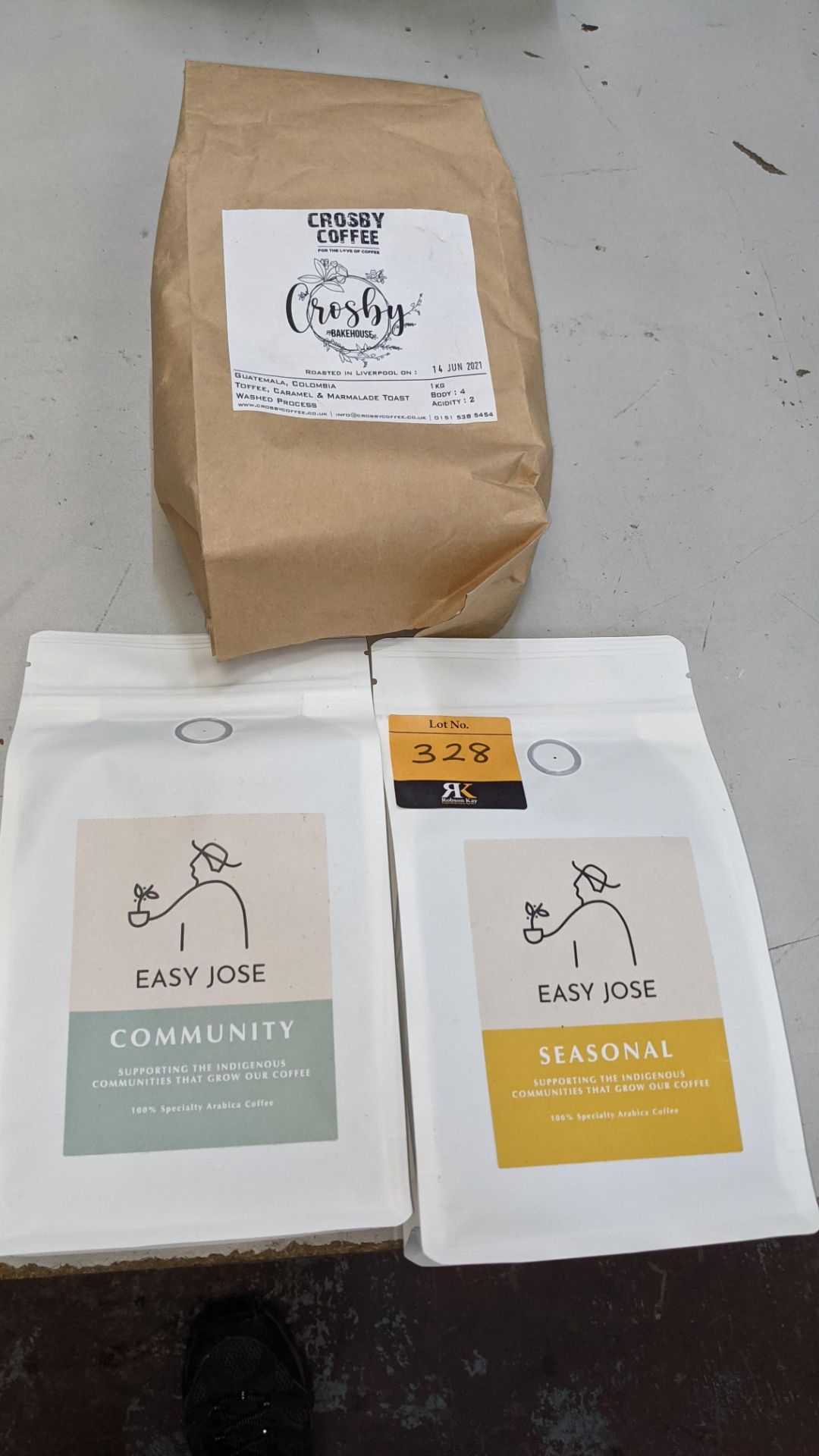 3 assorted bags of coffee beans