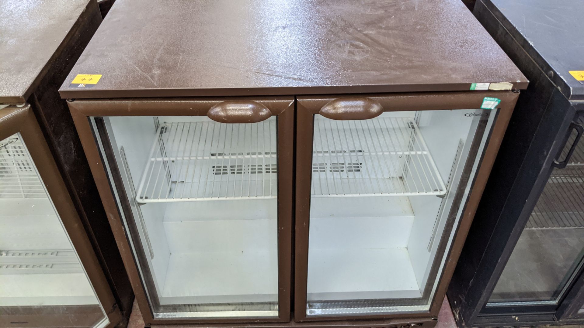 Cornelius brown twin clear door back bar/bottle fridge