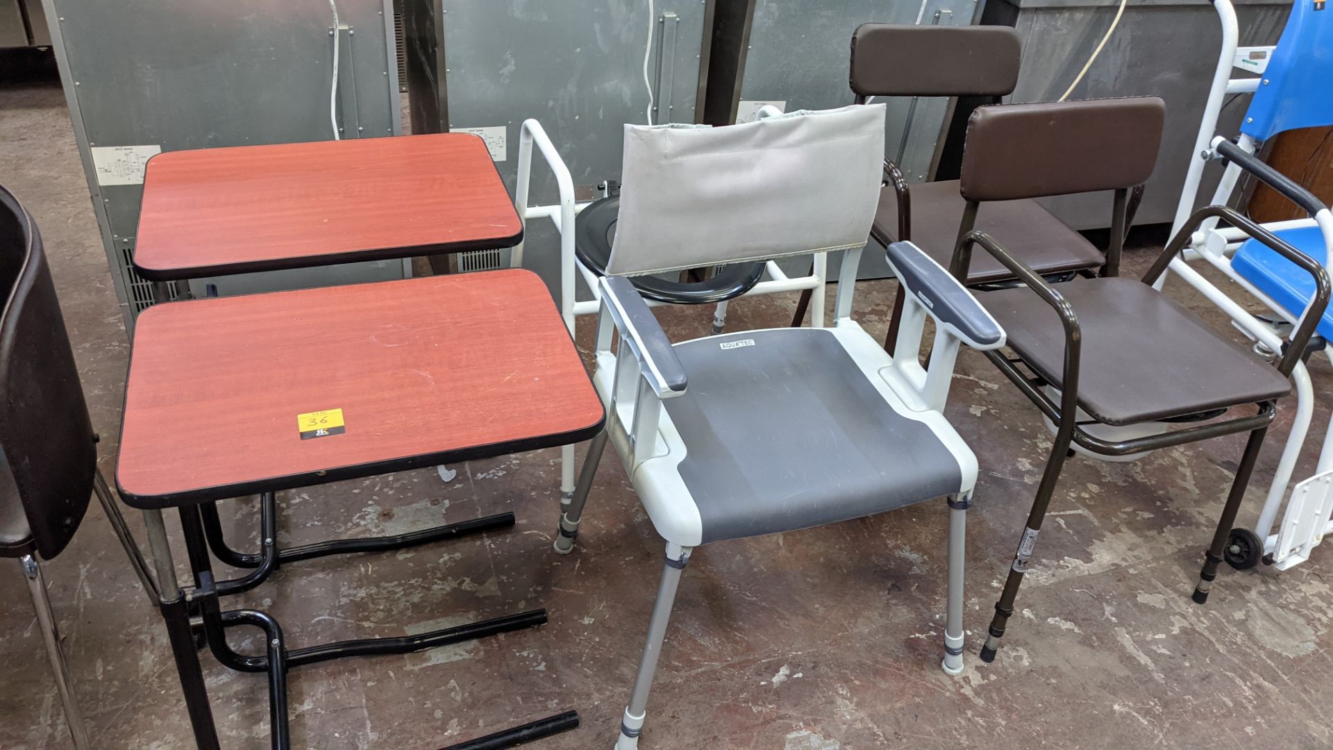 Miscellaneous furniture comprising 4 assorted commode chairs, waterproof chairs & similar plus 2 off