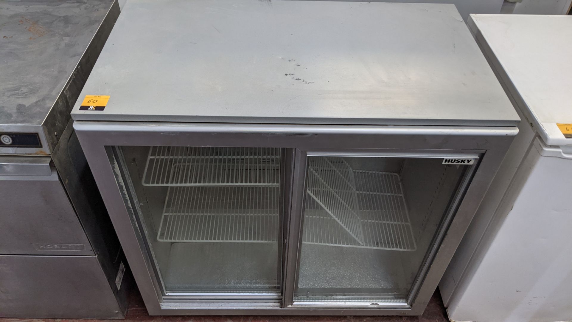 Husky silver twin clear sliding door back bar/bottle fridge
