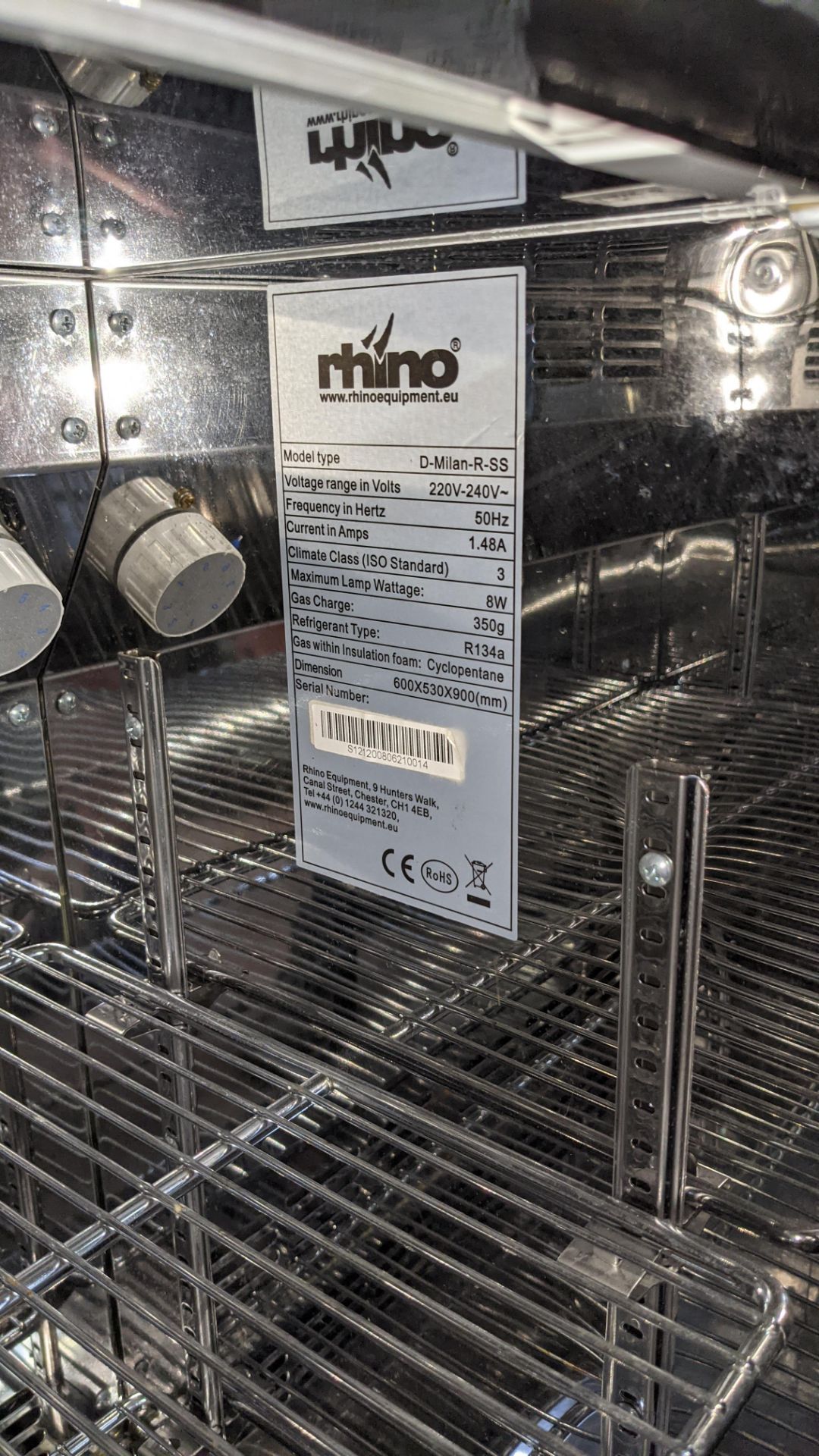 Rhino silver finish clear door back bar/bottle fridge - Image 6 of 6