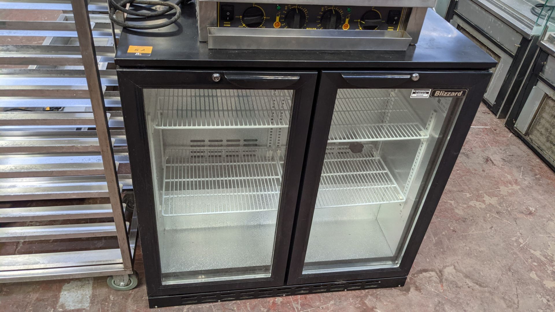 Blizzard black back bar/bottle fridge with twin clear doors