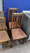 Pair of matching upholstered wooden dining chairs