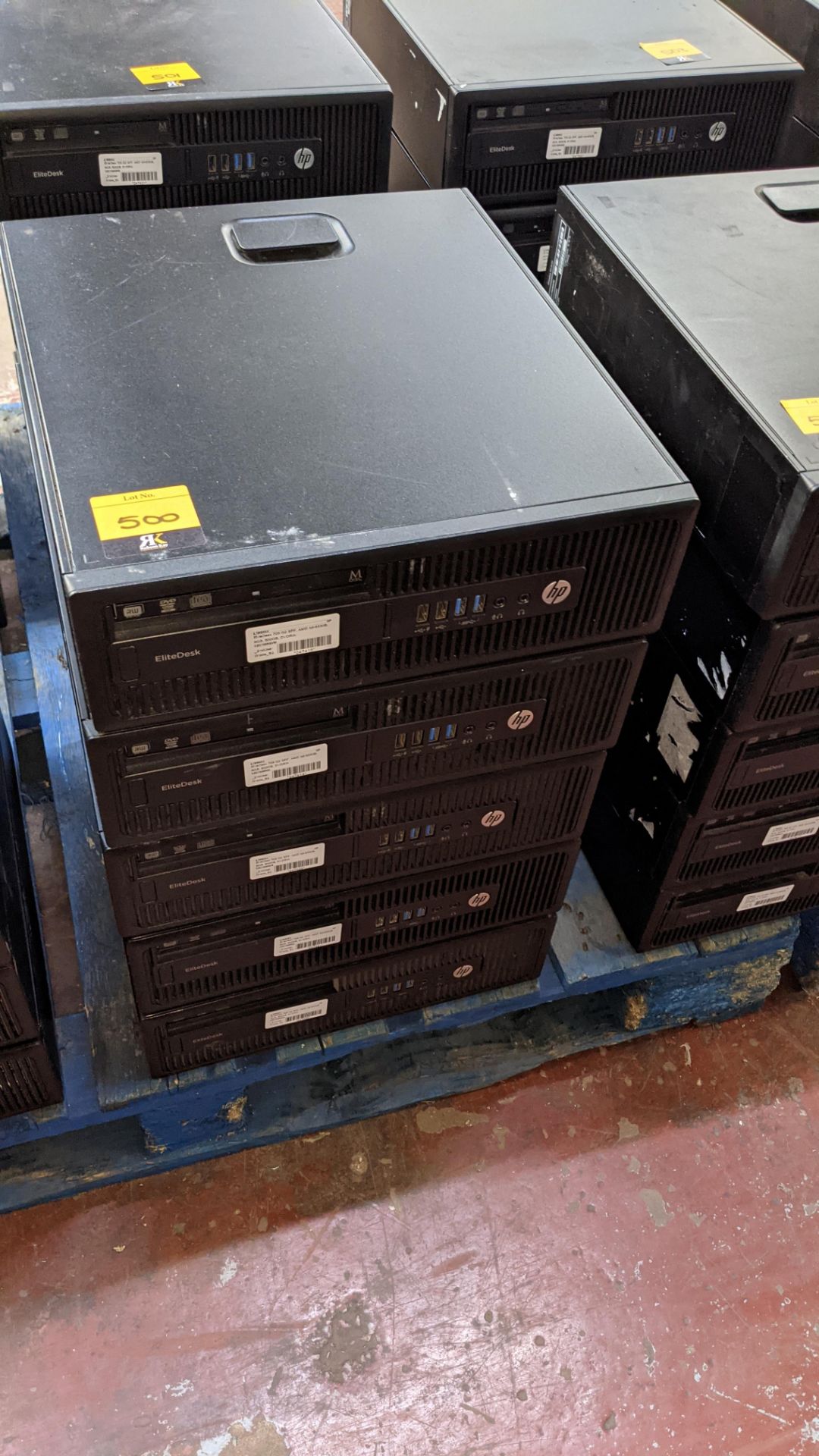 5 off HP EliteDesk desktop computers model 705 G2 SFF. AMD A6-8550B processor, 8Gb RAM, 500Gb hard