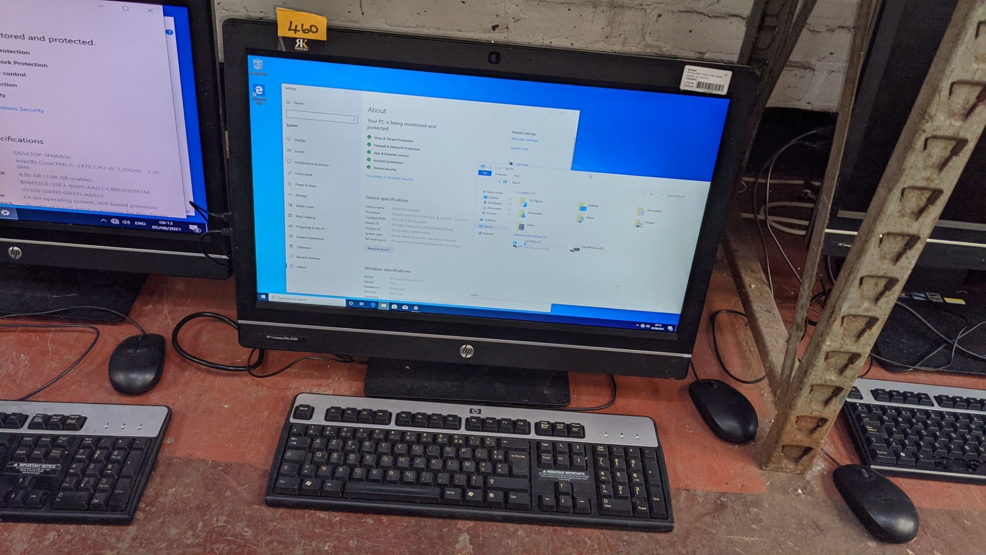HP Compaq Elite 8300 all-in-one computer with Intel Core i5-3470 3.2GHz processor, 4Gb RAM, 500Gb ha