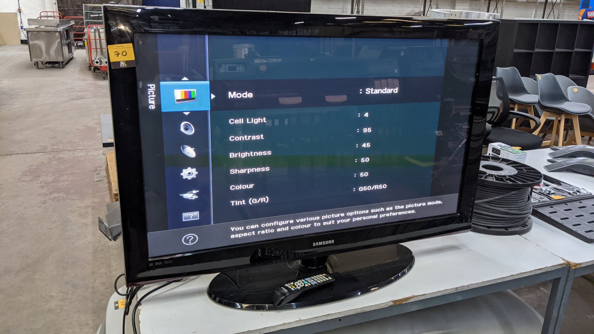 Samsung 42" plasma widescreen TV including tabletop stand & remote control