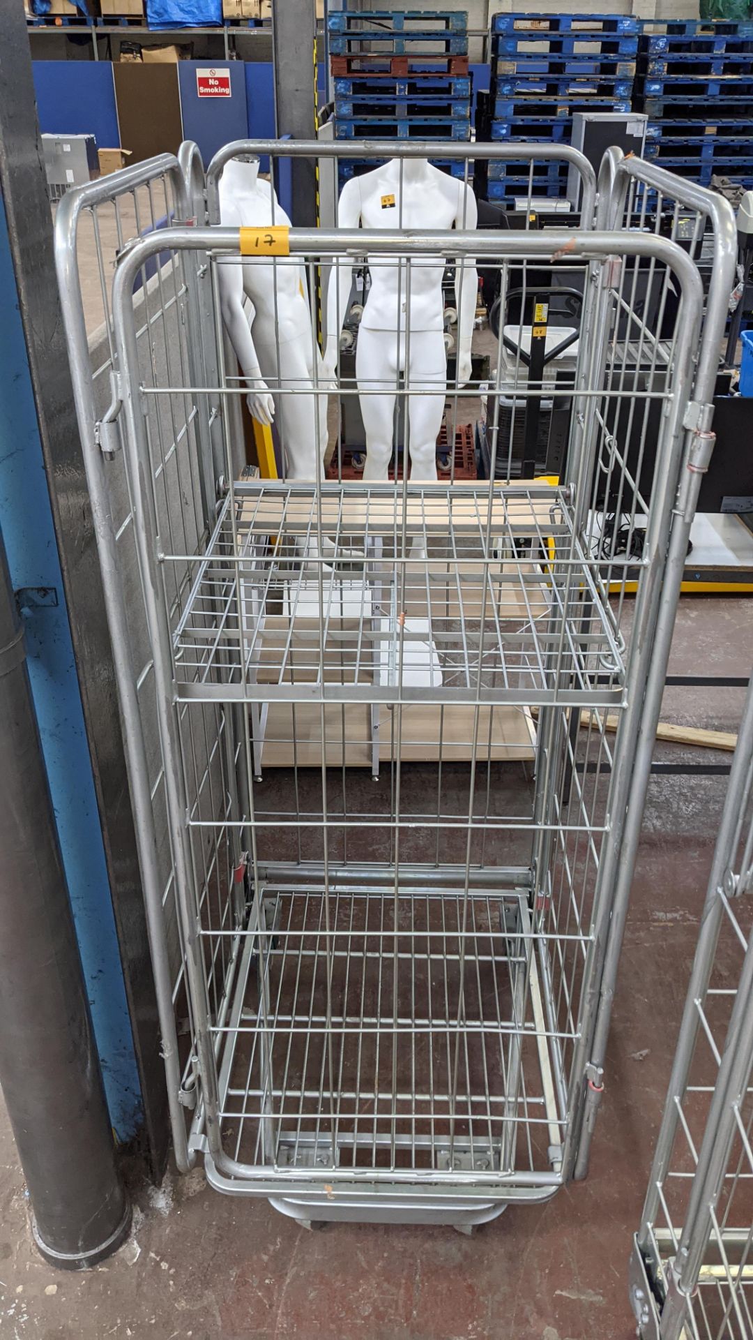 2 off tall folding metal trolleys with fold down shelf at two thirds height - Image 7 of 7