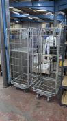 2 off tall folding metal trolleys with fold down shelf at two thirds height