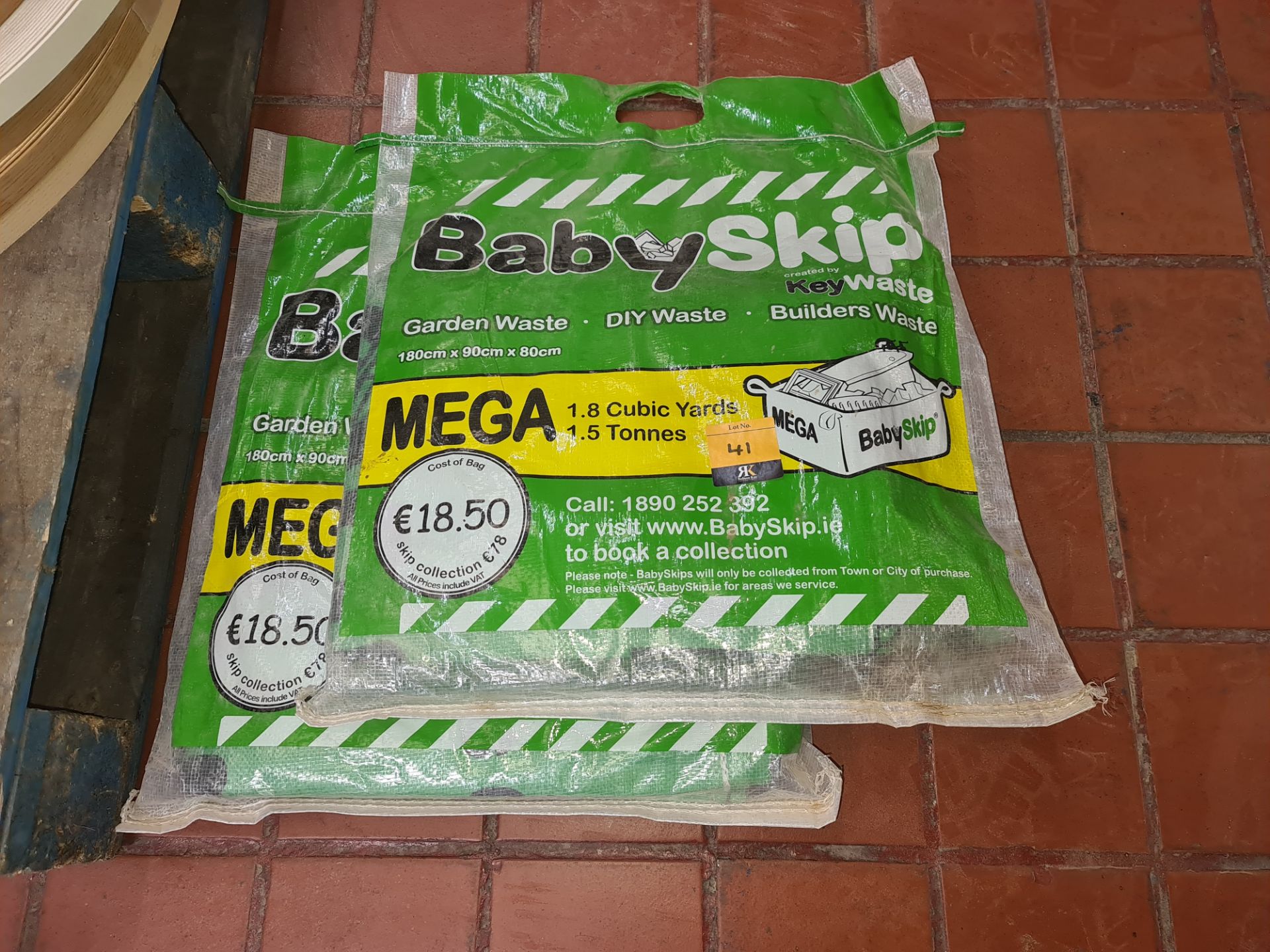 2 off Babyskip Mega 1.5tonne/1.8 cu. yd fabric skips/skip bags
