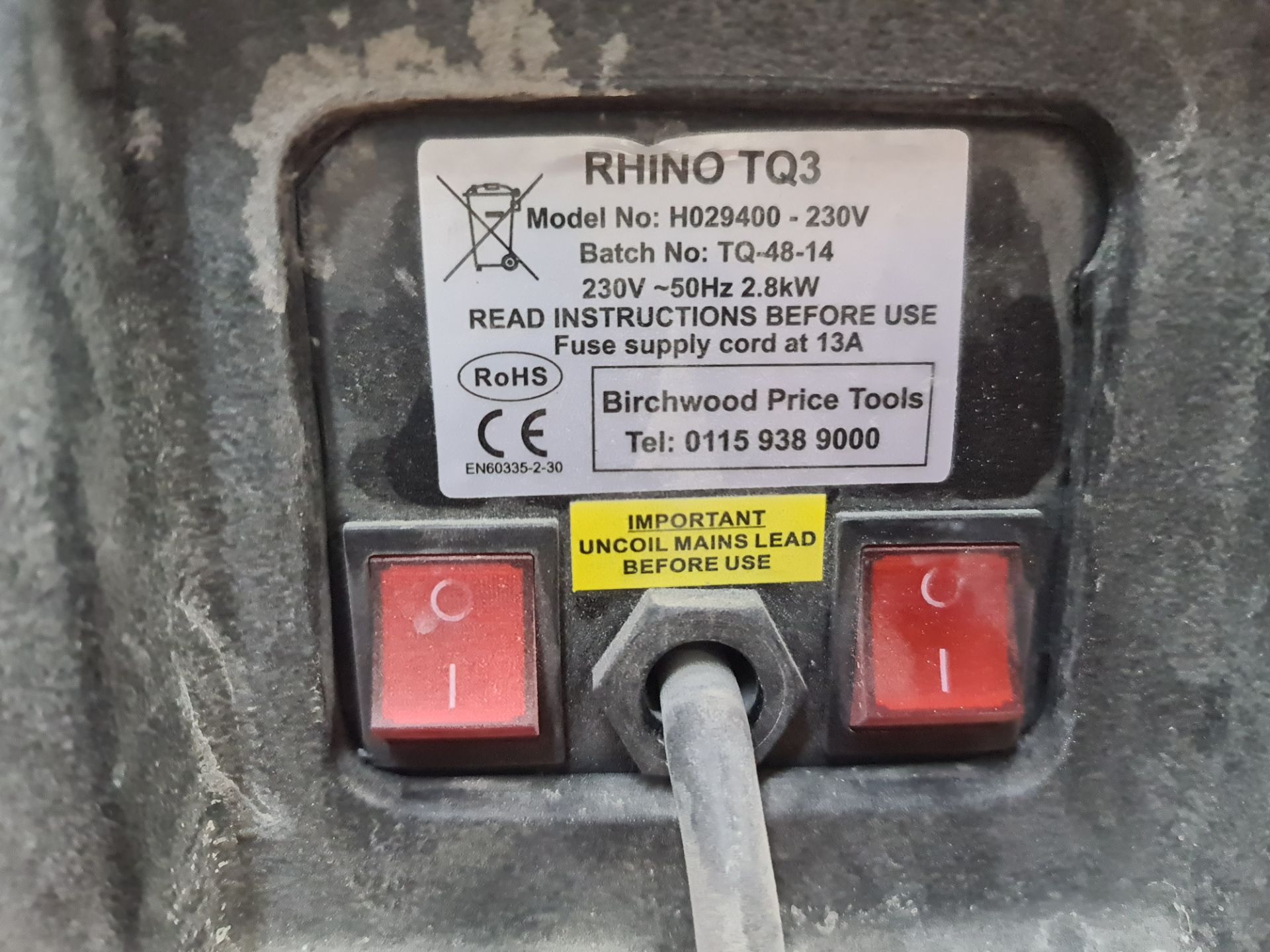 Rhino TQ3 halogen heater - Image 4 of 5