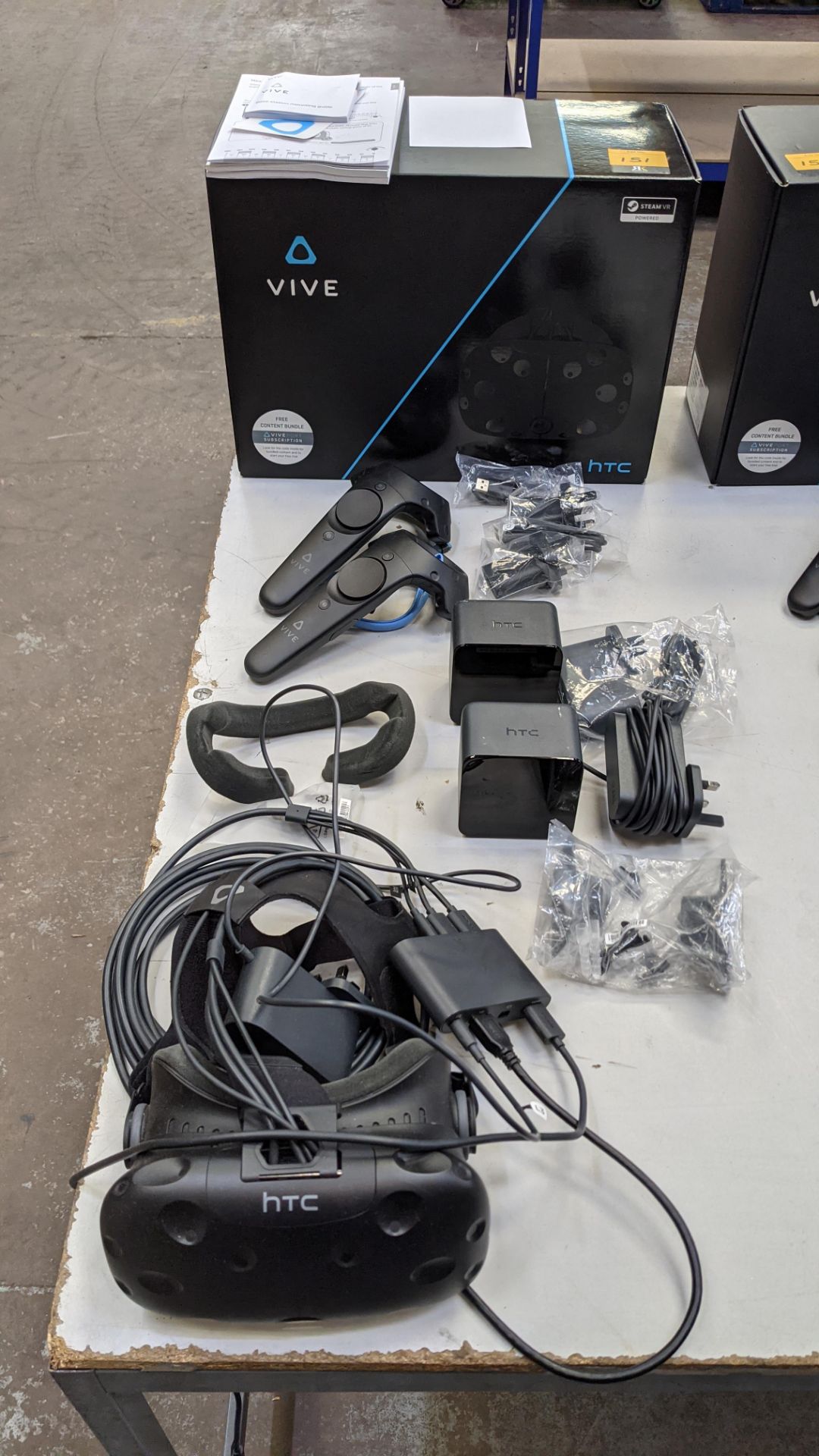 HTC Vive virtual reality kit comprising headset, controllers, base stations & more as pictured