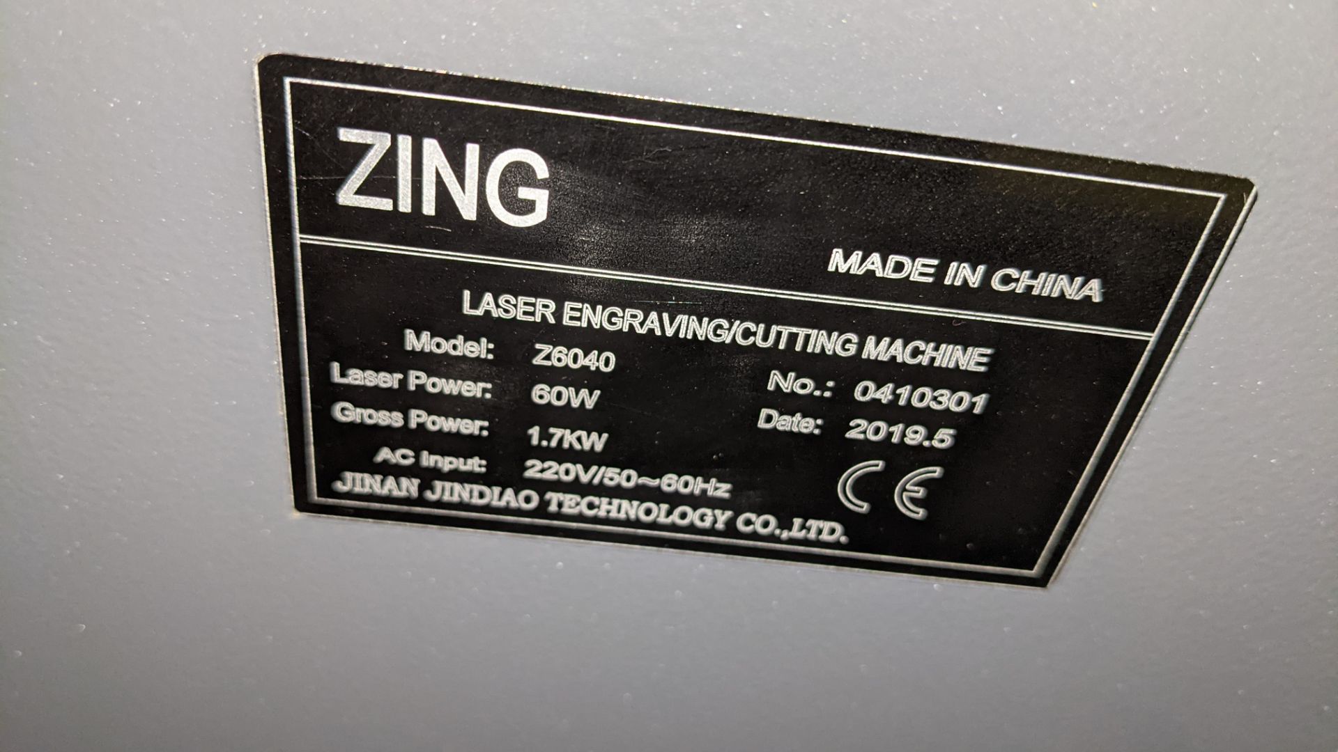 2019 Zing laser engraving machine/cutter, model Z6040. 60w laser power. Date of manufacture May 2019 - Image 13 of 29