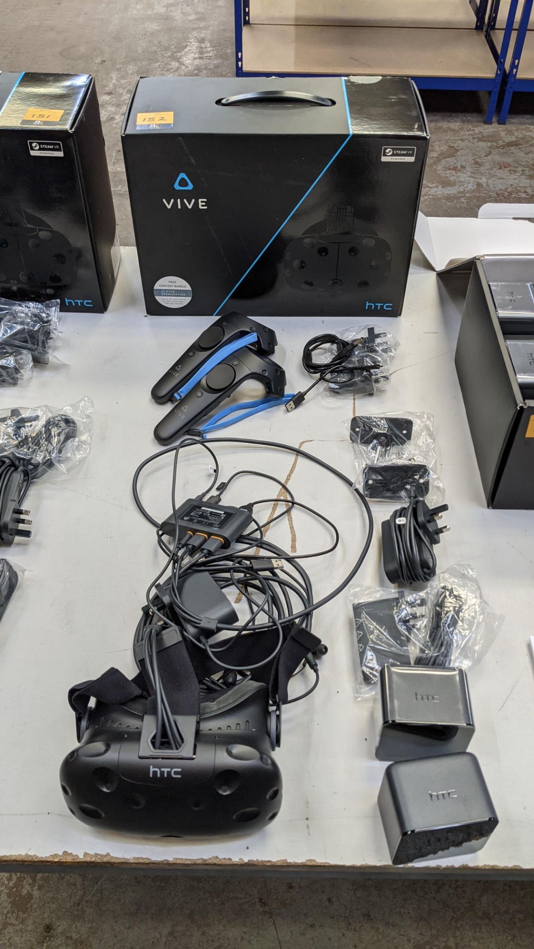 HTC Vive virtual reality kit comprising headset, controllers, base stations & more as pictured