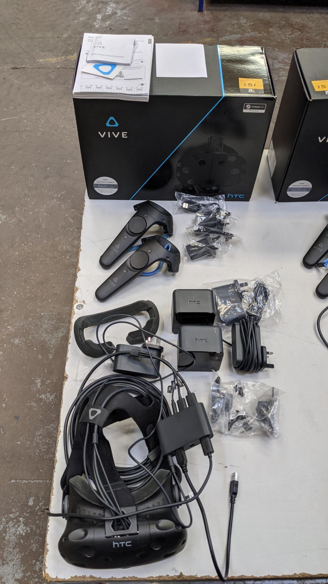 HTC Vive virtual reality kit comprising headset, controllers, base stations & more as pictured - Image 15 of 15