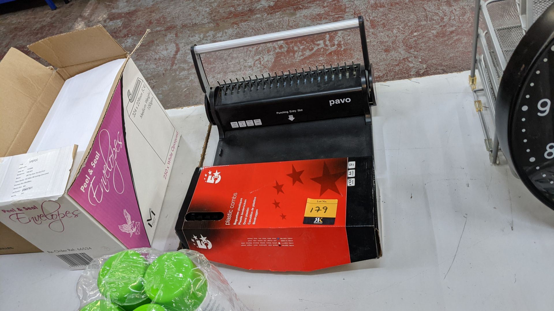 Binding machine plus box of comb binders - Image 6 of 6