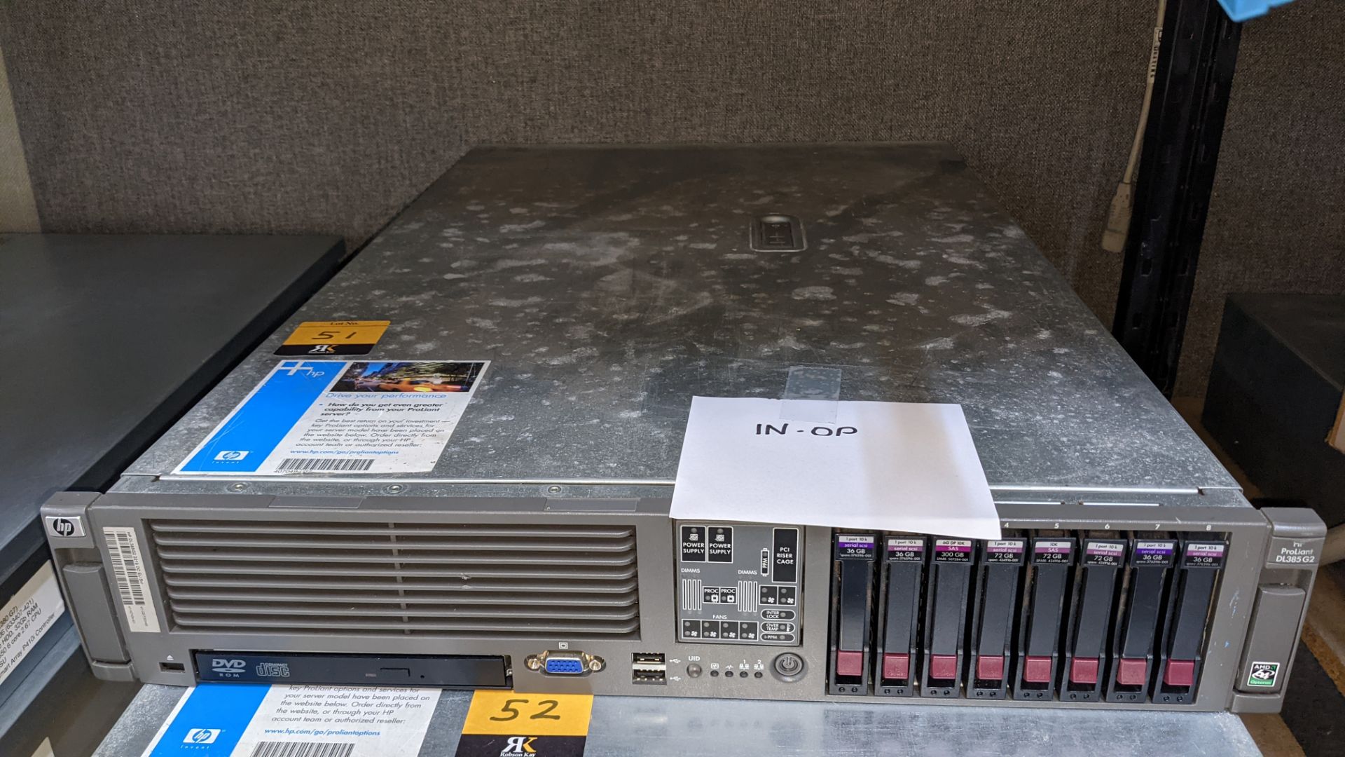 HP DL385 G2 server - understood to be only fit for use as spares, understood to have 2 off CPUs, und