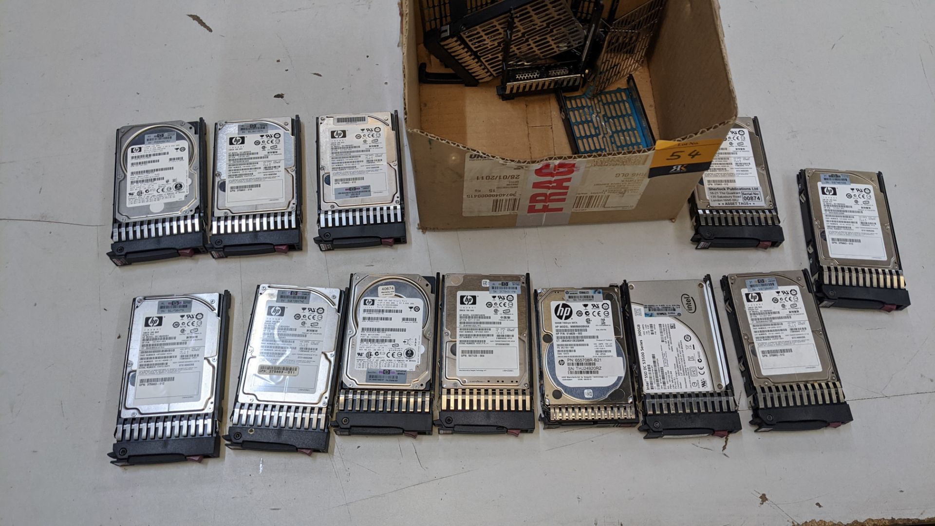 12 off assorted server hard drives comprising 1 off 300GB SSD drive, 1 off 500GB hard drive, 1 off 3 - Image 3 of 9