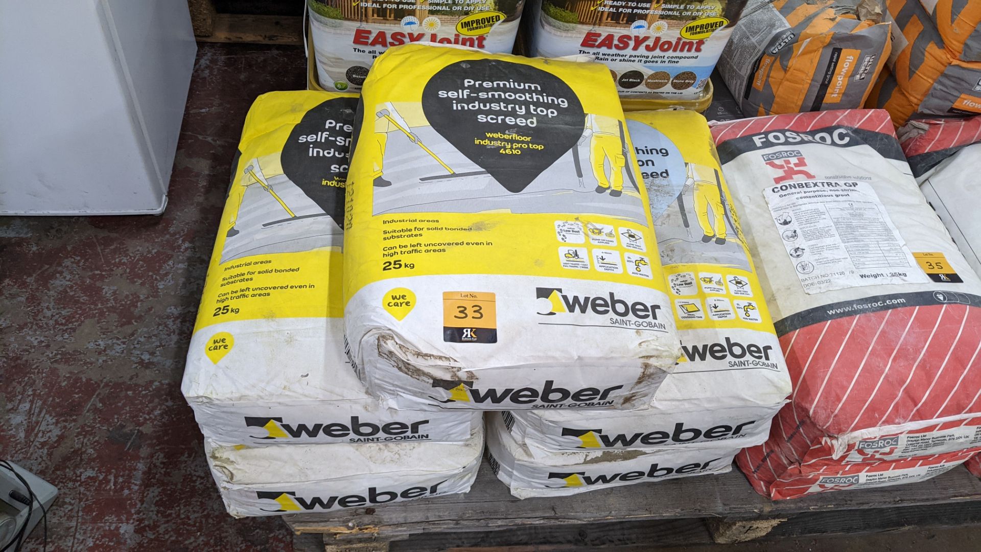 5 off 25kg sacks of Weber Premium self-smoothing industry top screed (Weberfloor Industry Pro Top 46