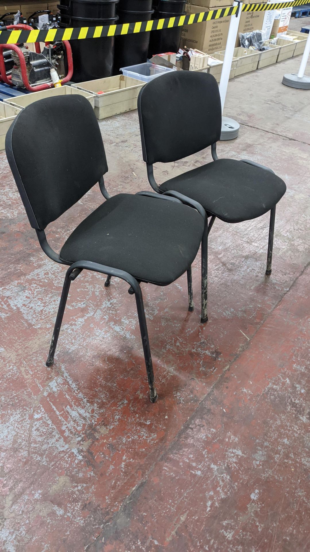 Pair of matching, stacking black upholstered stand chairs - Image 2 of 5