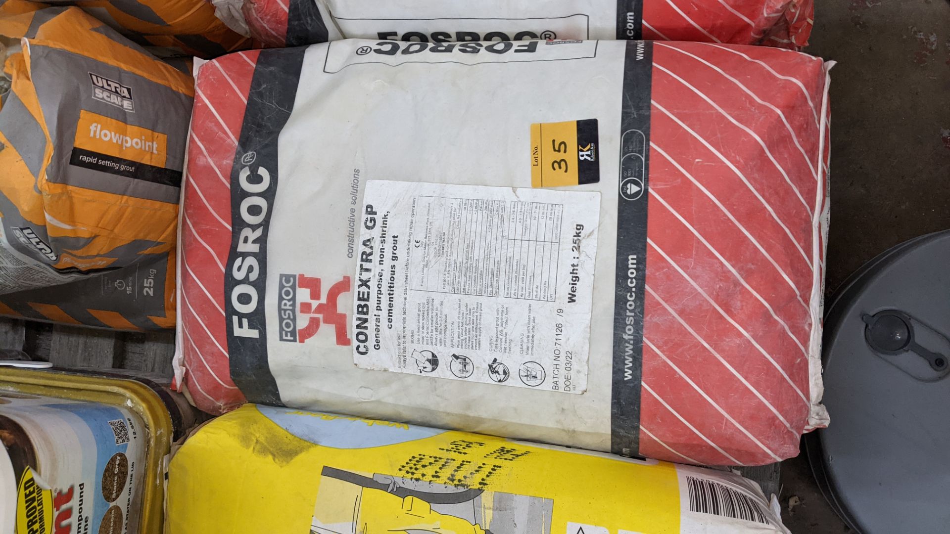 4 off 25kg sacks of Fosroc Conbextra GP general purpose non-shrink cementitious grout - Image 3 of 4