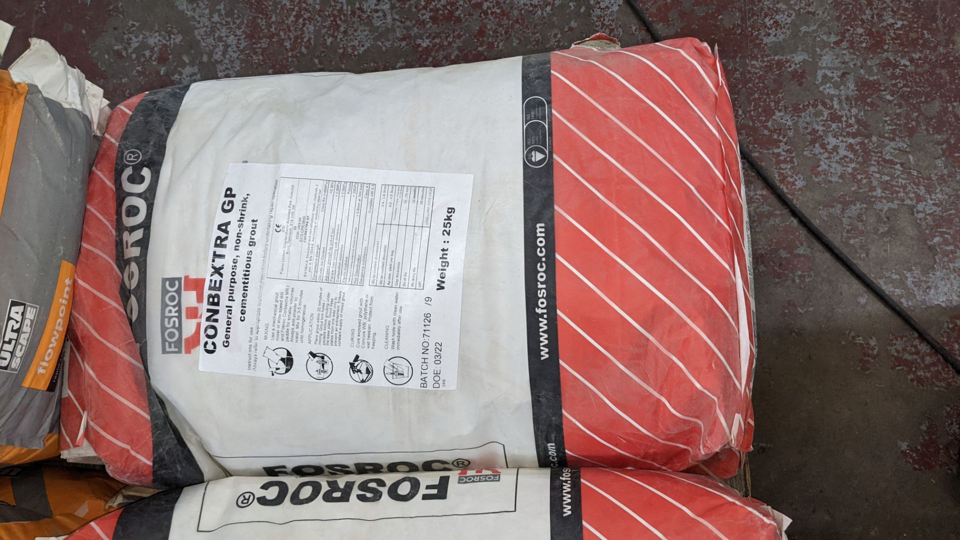 4 off 25kg sacks of Fosroc Conbextra GP general purpose non-shrink cementitious grout - Image 4 of 4