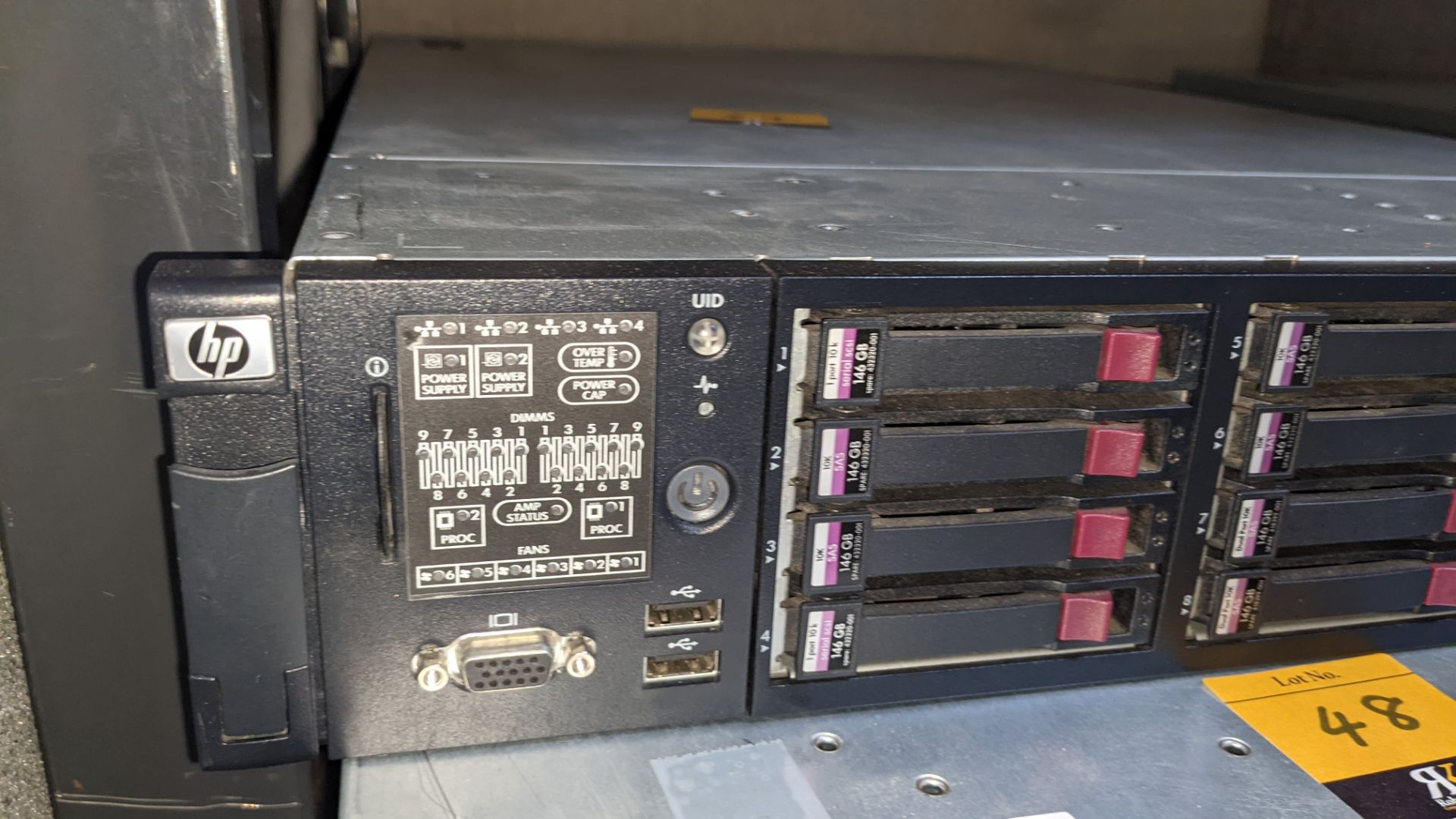 HP DL380 G7 rack mountable server with 8 off 146GB 10K hard drives, 32GB RAM, 2 off Xeon X5650 6 Cor - Image 4 of 9