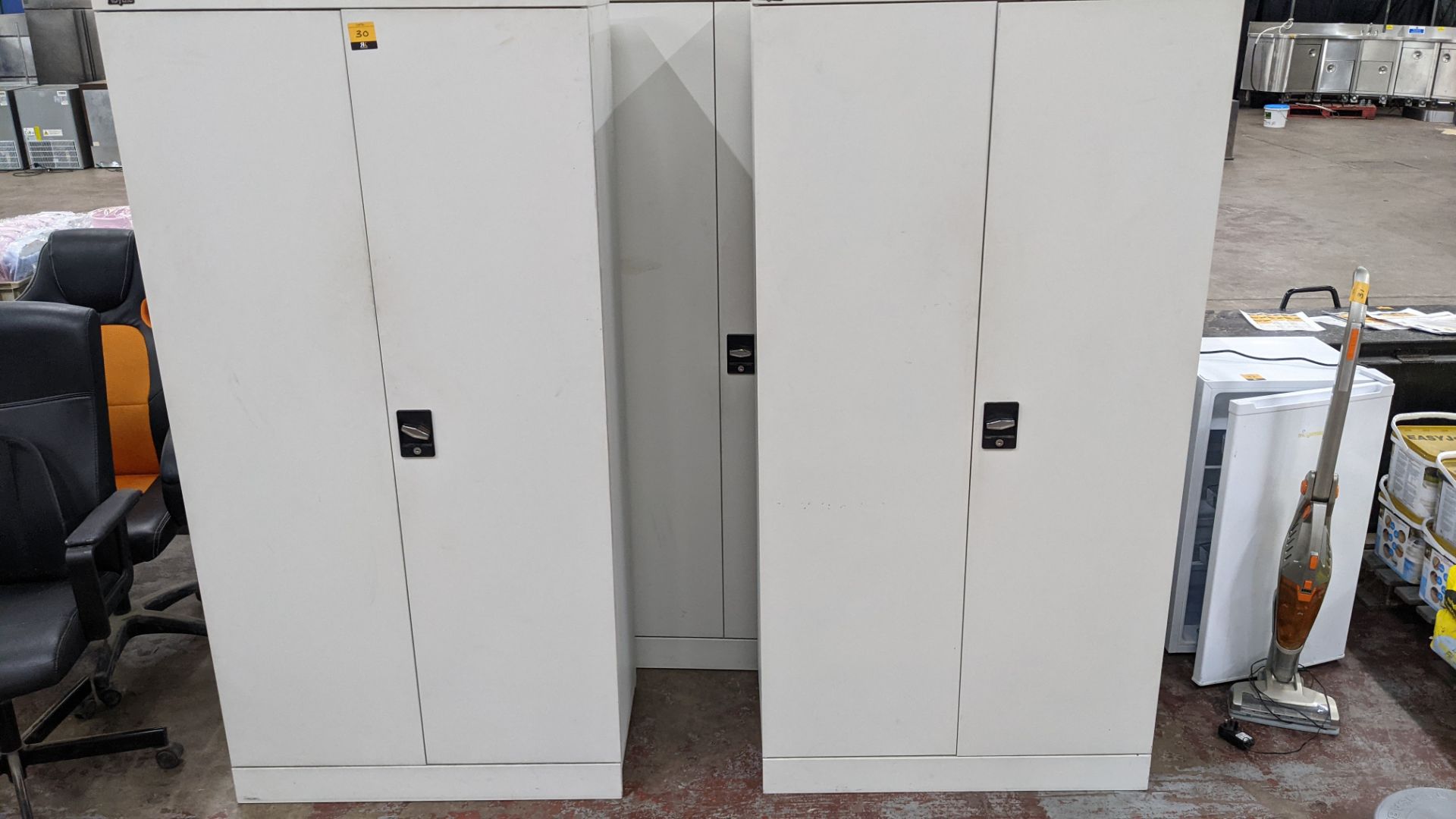 3 off Royale pale grey tall metal cupboards