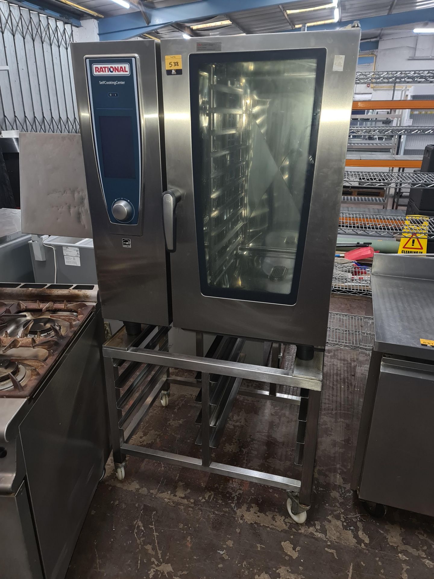 Rational self-cooking centre 10-grid oven model SCCWE101 including dedicated mobile stand with tray