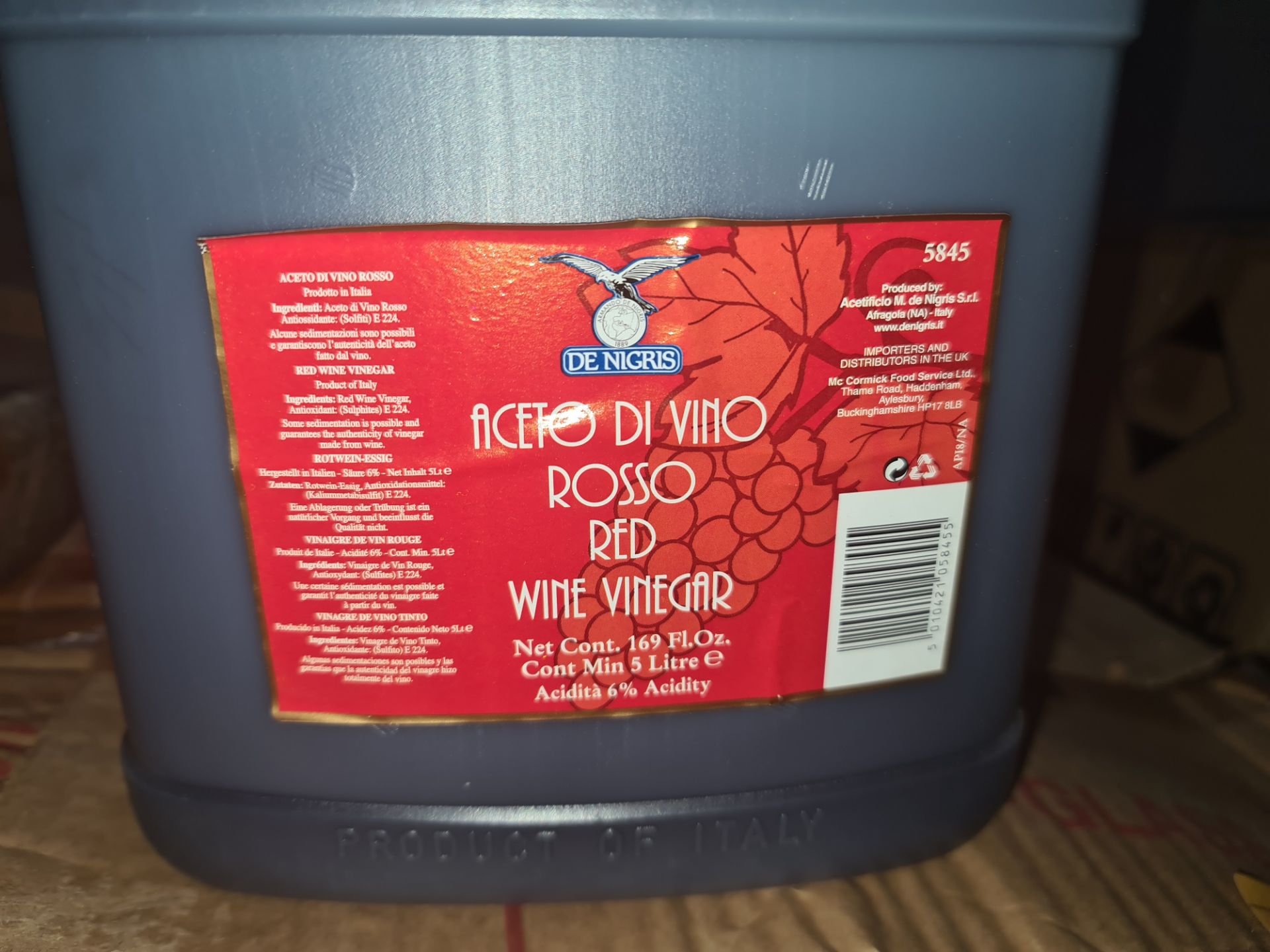 16 off 5 litre tubs of Italian red wine vinegar - Image 3 of 3