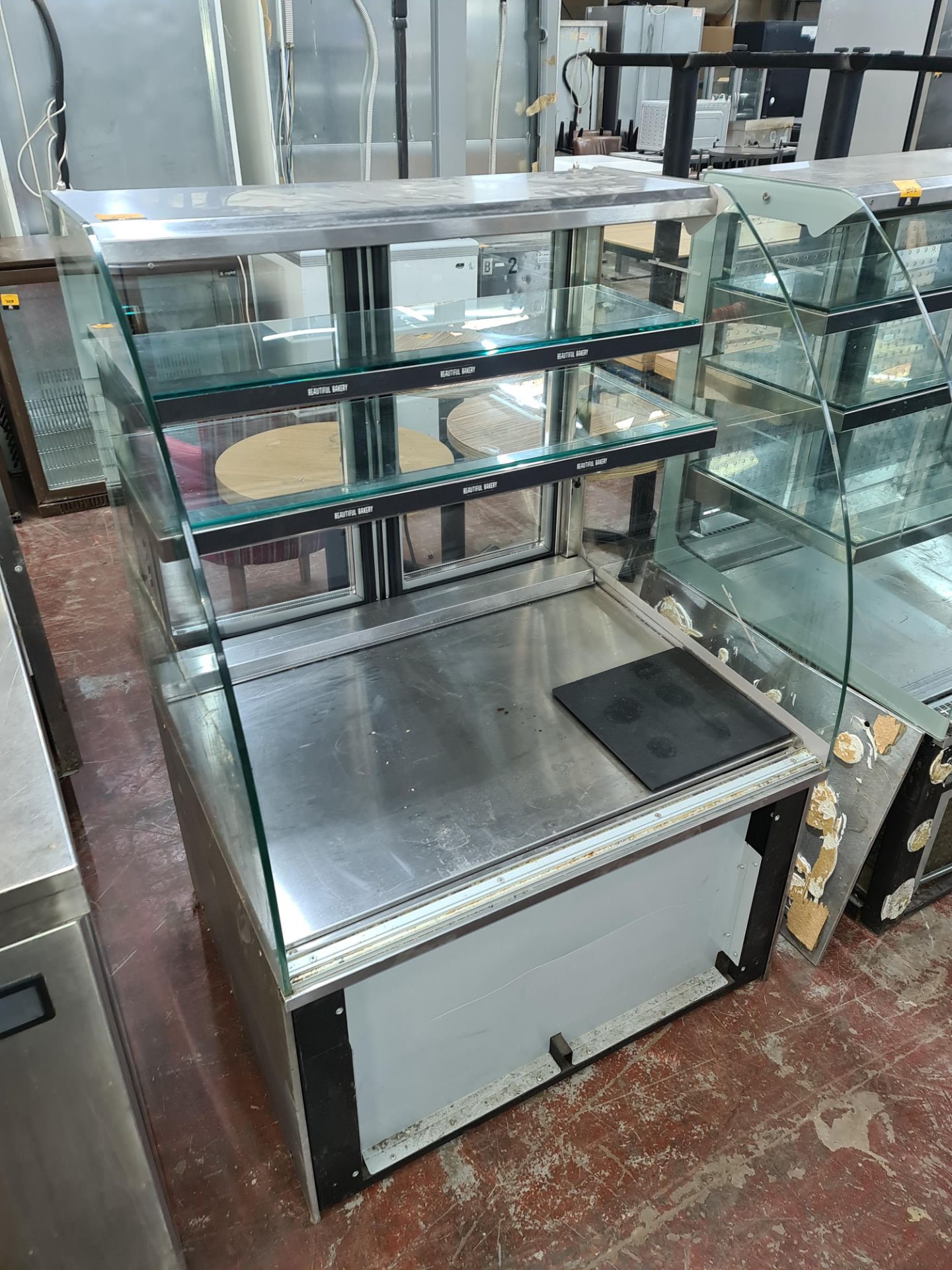 Stainless steel & glass warming display unit