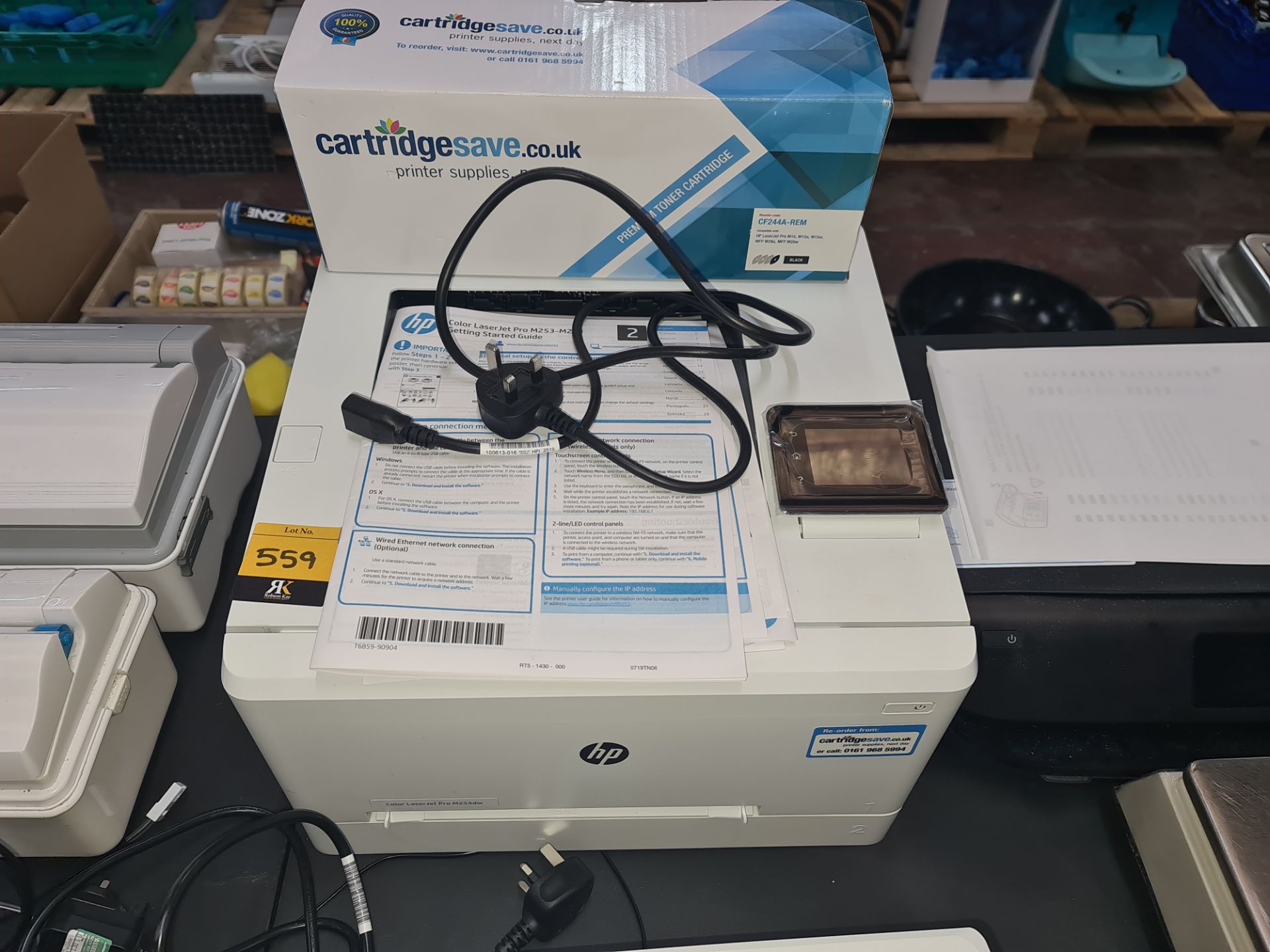 HP Color LaserJet Pro M254DW printer including box plus spare cartridge