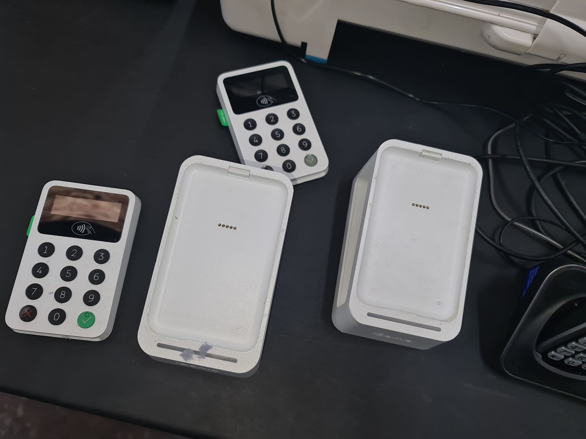 2 off iZettle card readers on stands plus Panasonic DECT telephone handset with docking station/char - Image 4 of 4