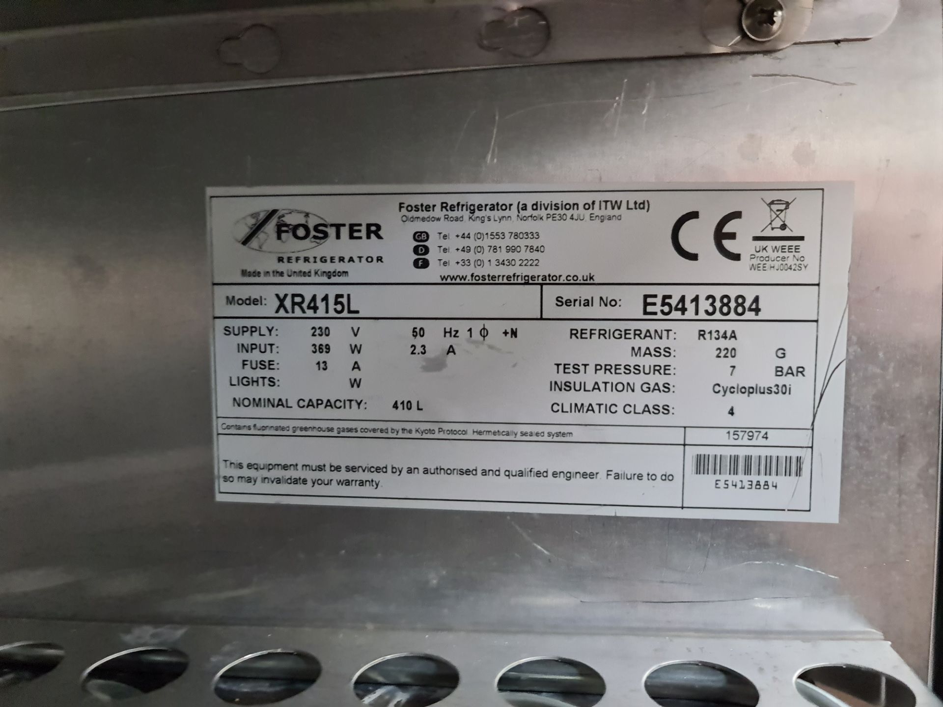 Xtra stainless steel commercial freezer, model XR415L - Image 5 of 5