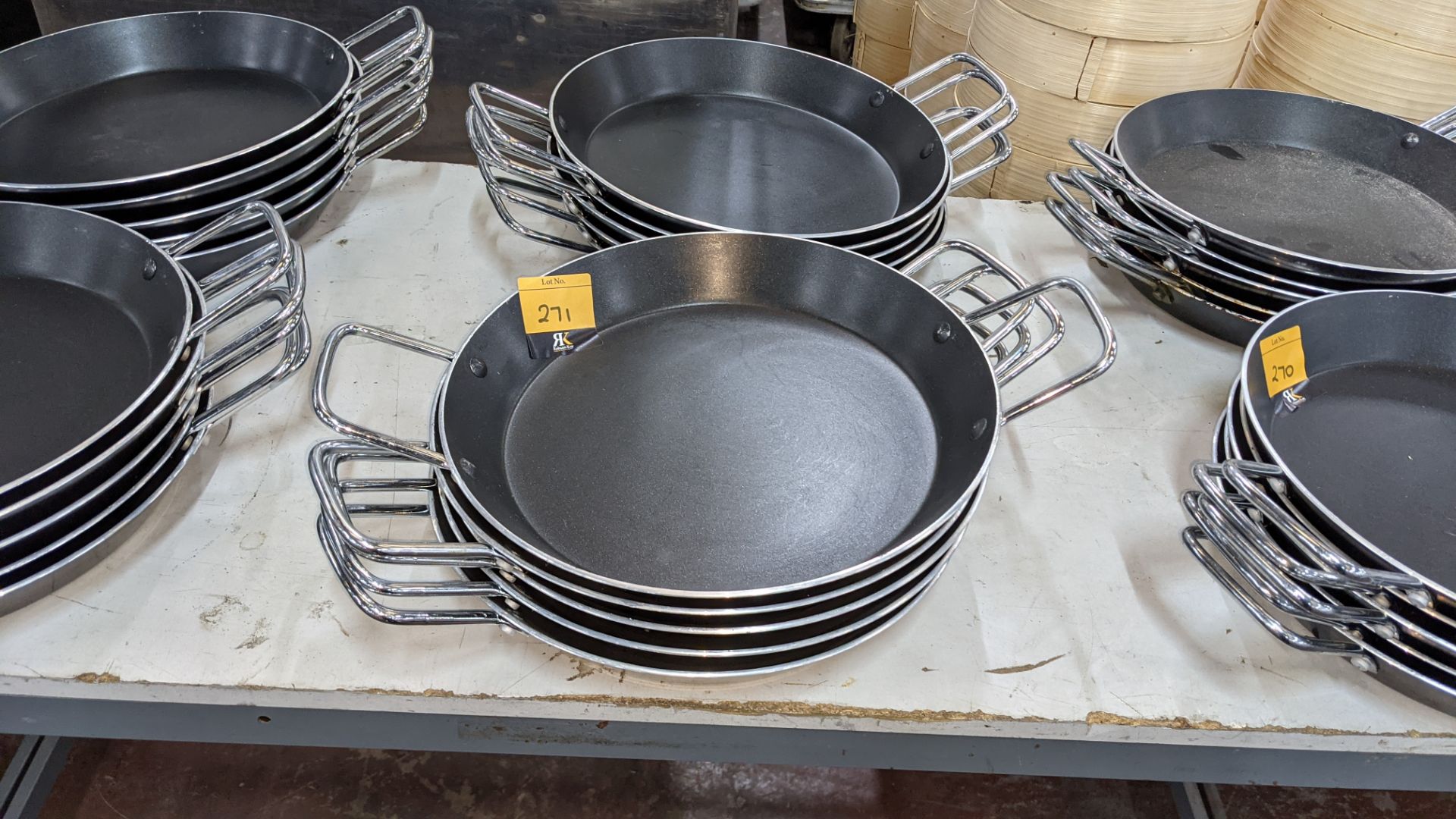 10 off 30cm aluminium non-stick paella pans with twin handles NB. Diameter references the size exclu