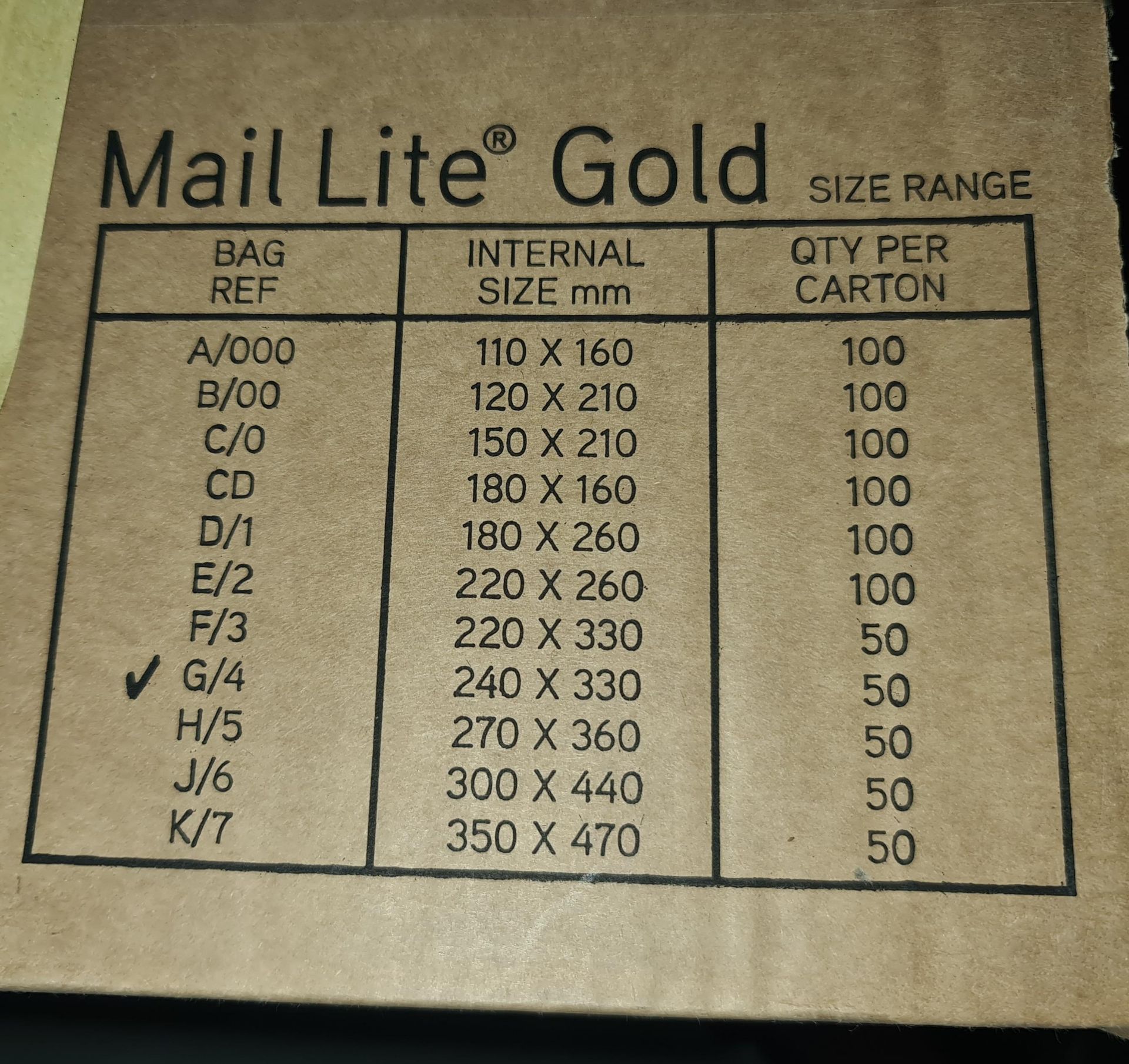 4 boxes of Sealed Air Mail Lite Gold G/4 padded envelopes - each box contains 50 envelopes which mea - Image 3 of 3