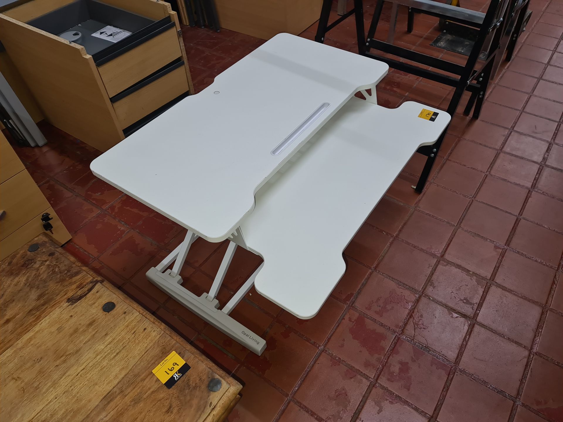 White computer table, dimensions as assembled approximately 800mm x 620mm